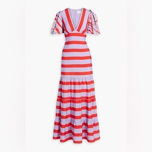 NWOT ONE33 SOCIAL Gathered striped crepe de chine maxi dress